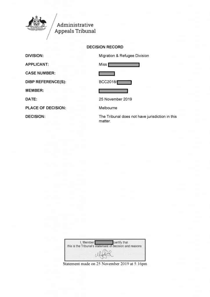 AAT visa review